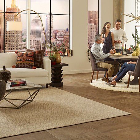 Friends hanging out on Area rug in Whippany, NJ | Everlast Floors